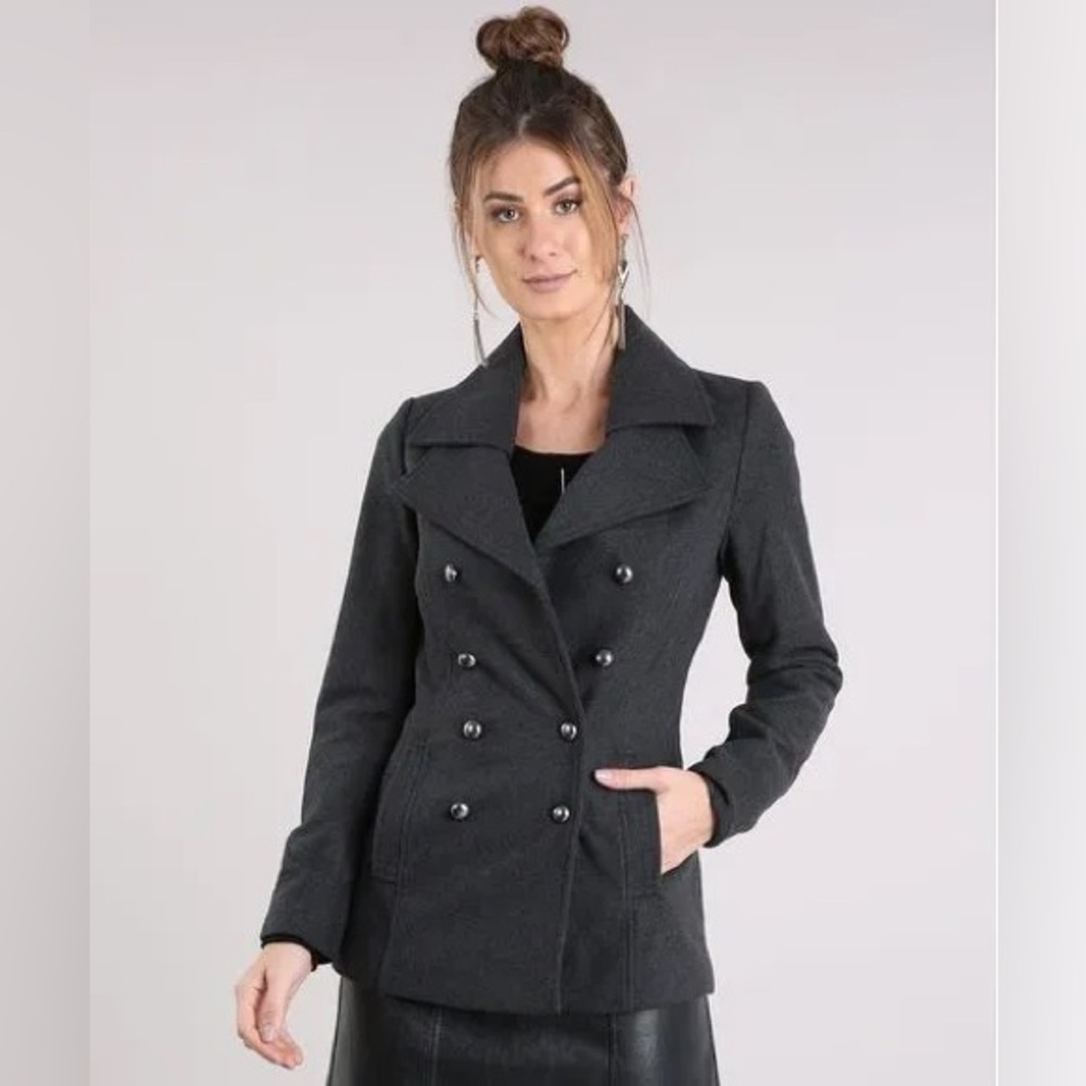 Suzy Shier, size M, charcoal grey button up
Wool pea coat